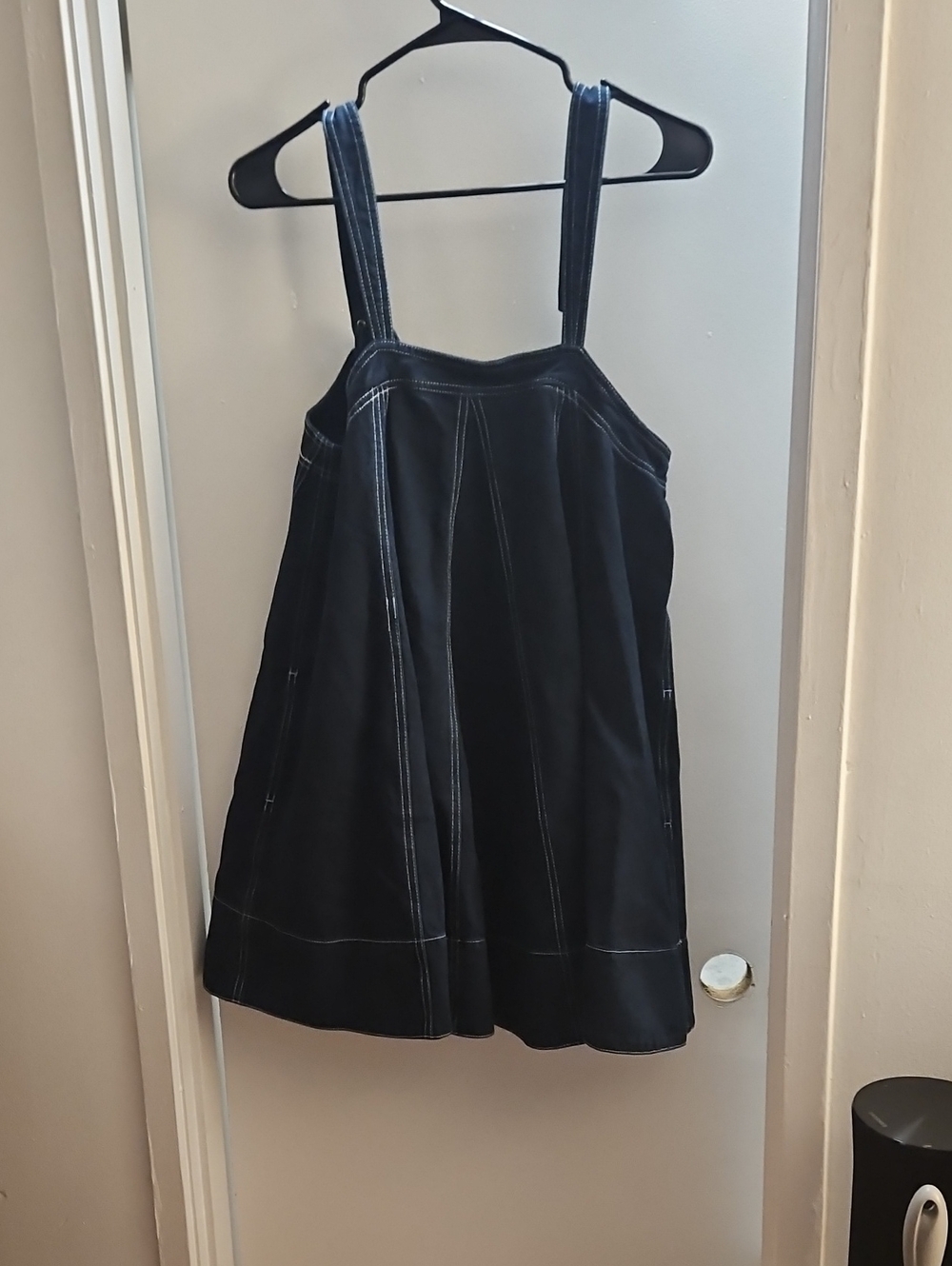Girls Denim Pinafore Dress with Contrast Stitching And Has Pockets